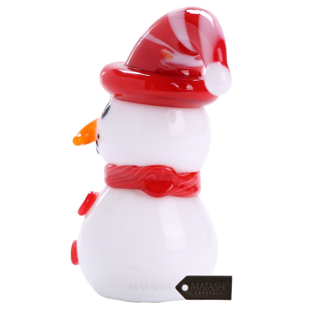 White /& Blue Matashi Murano Christmas Winter Decorative Glass Snowman Figurine