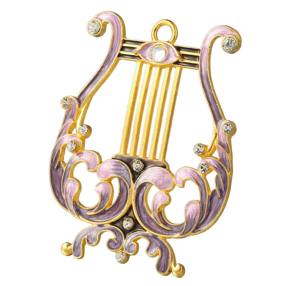 Pewter by Matashi Gold-Plated Traditional Ancient Harp Hanging Ornament