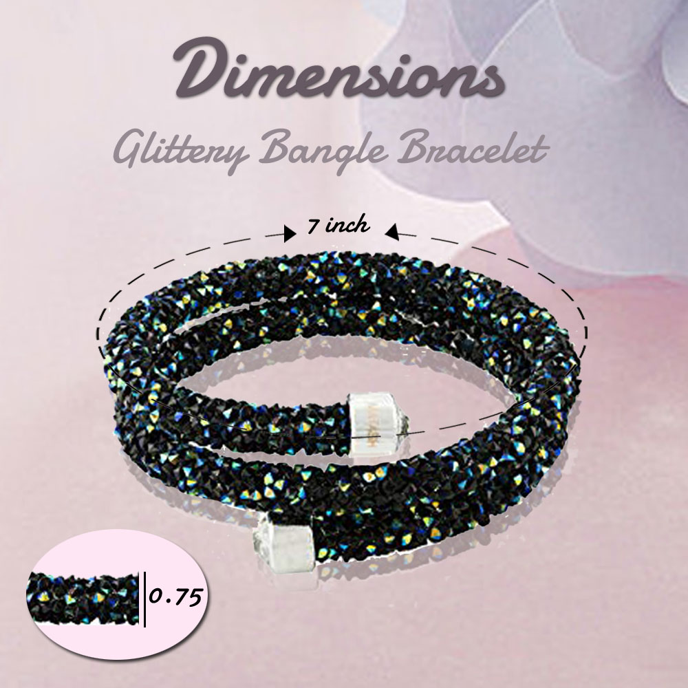 Silver Glittery Luxurious Crystal Bangle Bracelet By Matashi 