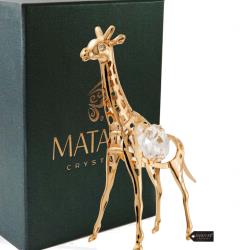 24K Gold Plated Crystal Studded Gold Giraffe Ornament by Matashi