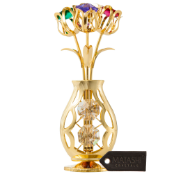 24k Gold Plated Flowers in Vase Colorful