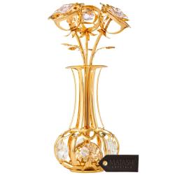 24k Gold Plated Flowers in Vase Pink Cry
