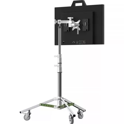 Monitor Stand with Adjustable Height of 34" to 74.5", Durable Steel and Aluminum Construction, 3" Locking Casters, Load Capacity: 88 lb, 5/8" Baby Pin, 38" Wide Base and Wheels by Impact