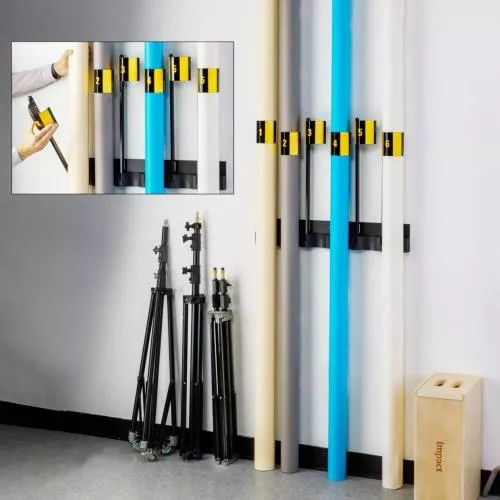 Impact Seamless Paper Wall Rack Pro – Magnetic Background Paper Roll Organizer for Up to 6 Rolls, Holds 9' Rolls with 4" Diameter, Durable Aluminum Construction, Includes Mounting Hardware-Ideal for Studio, Office