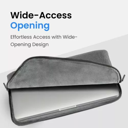 Ruggard LuxeWeave Laptop Sleeve for 14" MacBook Pro & Most 14" Laptops – Plush Padded Interior, Water-Resistant 600D Nylon Exterior, Wide-Access Opening, Easy-Grip Zipper Pulls – Ash, Ideal for Professionals, Students, and Travelers