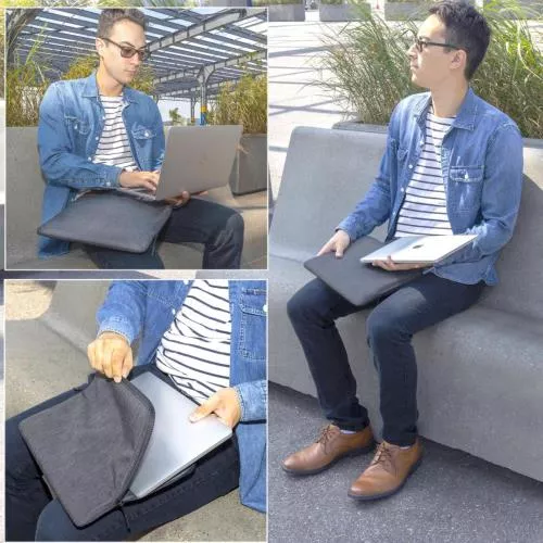 Ruggard LuxeWeave Laptop Sleeve for 14" MacBook Pro & Most 14" Laptops – Plush Padded Interior, Water-Resistant 600D Nylon Exterior, Wide-Access Opening, Easy-Grip Zipper Pulls – Ash, Ideal for Professionals, Students, and Travelers