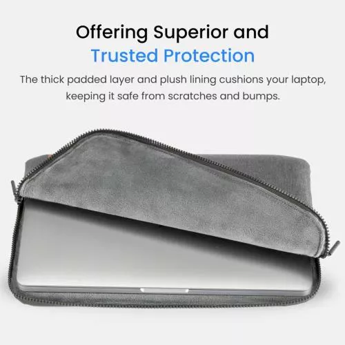 Ruggard LuxeWeave Laptop Sleeve for 16" MacBook Pro – Fits 16" MacBook Pro & Most 16" Laptops, Plush Padded Interior, Water-Resistant 600D Nylon, Wide-Access Opening, Easy-Grip Zipper Pulls – Ideal for Travel & Daily Use (Ash)
