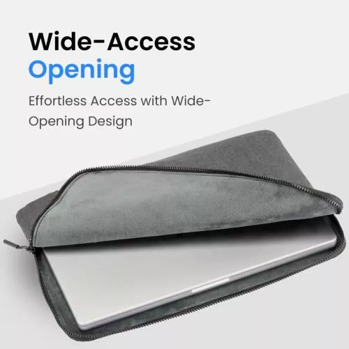 Ruggard LuxeWeave Laptop Sleeve for 16" MacBook Pro – Fits 16" MacBook Pro & Most 16" Laptops, Plush Padded Interior, Water-Resistant 600D Nylon, Wide-Access Opening, Easy-Grip Zipper Pulls – Ideal for Travel & Daily Use (Ash)