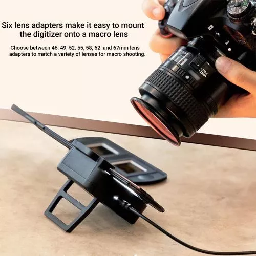 Vello 35mm Negative and Slide Digitizer - Efficiently Convert 35mm Film and Slides to Digital with USB-Powered LED Light, USB Micro-B Cable, and Six Lens Adapters - Compatible with Canon, Nikon, Sony Macro Lenses