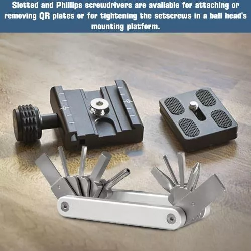Vello 10-in-1 Multi-Tool- Stainless Steel, perfect for photographers/videographers. Includes screwdrivers, hex/torx wrenches, and storage pouch- Compact and versatile for all your needs