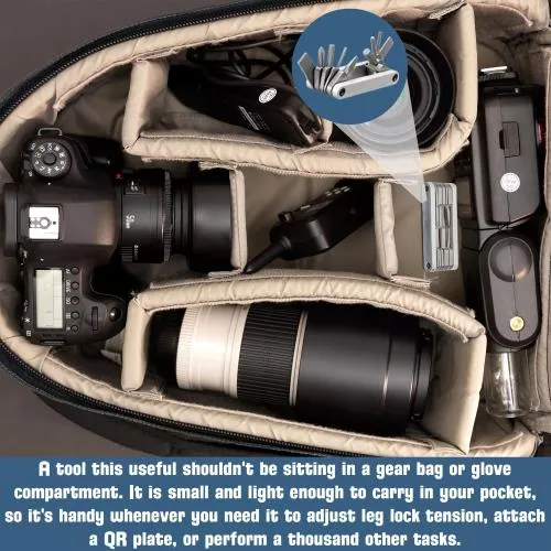 Vello 10-in-1 Multi-Tool- Stainless Steel, perfect for photographers/videographers. Includes screwdrivers, hex/torx wrenches, and storage pouch- Compact and versatile for all your needs